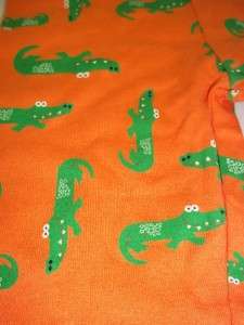   12 months orange with green alligators 100 % cotton perfect pajama set
