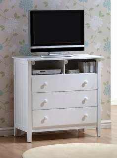 Casual Style Wood White TV Stand Media Center Living Room Youth Teen 