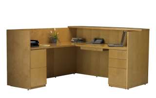 The sturdy modular configuration of this reception desk configuration 