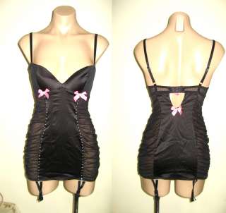 tag victoria s secret black ruched babydoll corset with a double line 