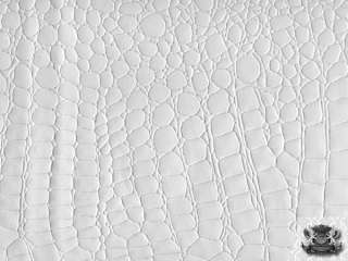 CROCODILE VINYL WHITE FABRIC FAUX LEATHER UPHOLSTERY  