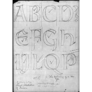  Sheet of drawings for Frederic Goudys Friar type,alphabet 