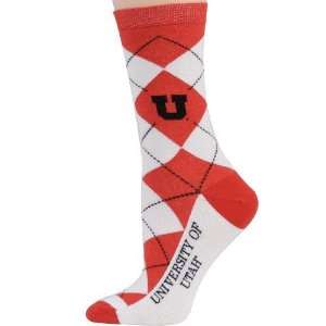    NCAA Utah Utes Ladies White Red Argyle Socks