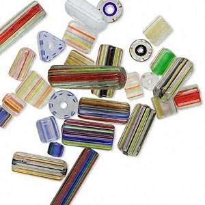  #5241 Cane Glass Beads   Asst shapes and sizes   25 beads 