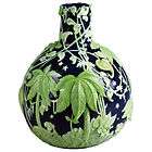 EXTRAORDINARY VENETIAN VASE 2 GONDOLAS DOVE GREEN AND GOLDEN 