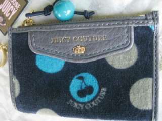 JUICY COUTURE SKINNY MINI VELOUR DOT WALLET PINK BLUE  
