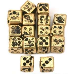  Dice Cube Beads Antique Gold Plt Beading 7mm Approx 15 