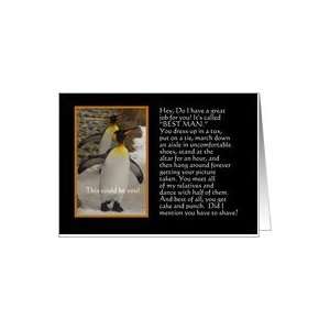  Will you be my Best Man Penguin Humor Card Health 