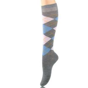  Gray Argyle Knee High Socks Size 9 11 