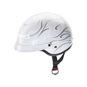  Z1R Nomad Ghost Flames Half Helmet Medium  White 