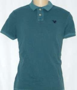 American Eagle Outfitters Teal Pique Cotton Athletic Fit Mens Polo 
