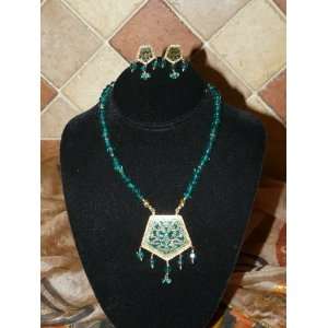  Indian Jewelry Set  Gold Plated Beaded Thewa Necklace Set 