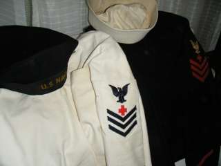 WWII US Navy Insignia Medical Patches Pull Over Tunics and Hats 1942 