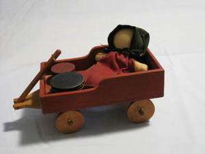 COUNTRY CRANBERRY AMISH CART WAGON DOLL AND DECORATIVE BOXES GIRL 