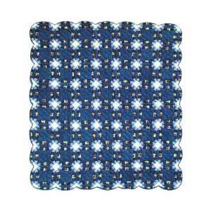  Magic Blue Double Wedding Ring Luxury King Quilt, 120 Inch by 106 