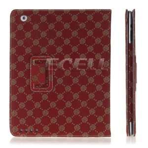  Ecell   RED ROSEBUD PATTERNED LEATHER CASE STAND FOR iPAD 