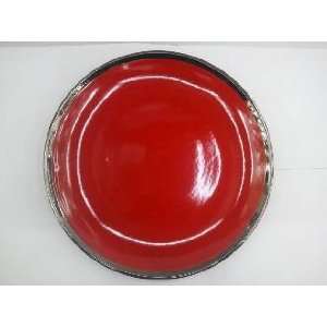   Red with Black Edge  11 Inch Round Ceramic Plate