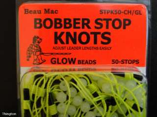 Bobber Stop Knots   fishing glow beads   lot 50 float stops   Glows in 