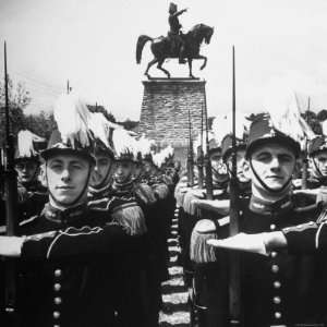  Cadets Lining Up in Front of the Statue of Gen. Jean 