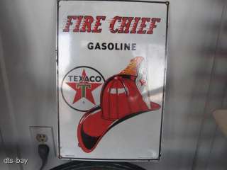 HEAVY PORCELAIN TEXACO FIRECHIEF GAS STATION PUMP ADVERTISING SIGN 