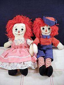19 Handmade Raggedy Ann & Andy Rag Doll Set Pair  