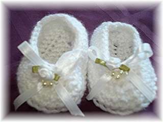 Boutique Crocheted Girl Christening 4 pc Outfit Beauty  