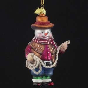  Pack of 8 Glass Blown Cowboy Snowmen Christmas Ornaments 3 