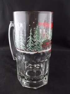 1989 Anheuser Busch Budweiser Beer Clydesdale Horses Glass Mug 32 Oz 