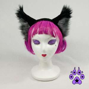   cosplay goth CANINE Anime HEADBAND furry Hat EARS cat GREY dark FOX