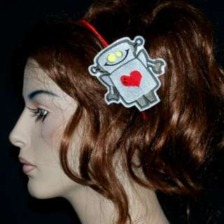 Retro Heart Anime Robot Cartoon Embroidery Headband  