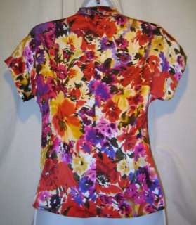ANN KLEIN mutli color silk blouse top   Petite 2P  