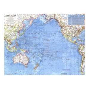  Pacific Ocean Map 1969 Giclee Poster Print, 24x18