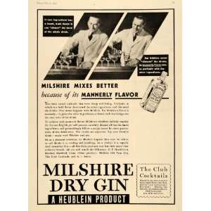   Milshire Dry Gin Bottle Bartending   Original Print Ad