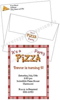 24 PIZZA PARTY Birthday Party Invitations Set Seals  