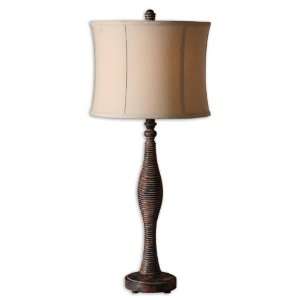    Decorative Lamp with Rustic Walnut Undertones