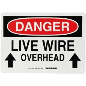  Electrical Hazard Sign, Header Danger, Legend Live Wire Overhead