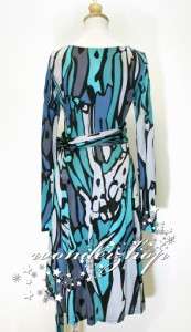 New Womens Issa London Long Sleeve Print Silk Jersey Wrap Dress  