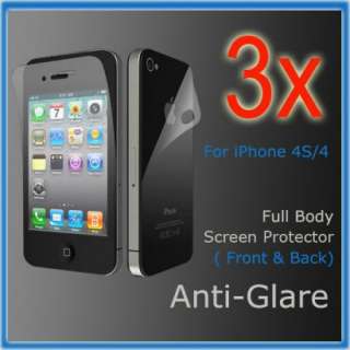 3X iPhone 4 4S Anti Glare Full Body (Front & Back) Guard Screen 