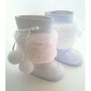  White Pom Boots Fits American Girl Dolls Bitty Twins ONE 