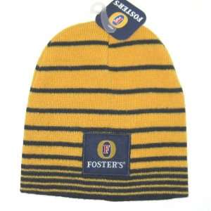  Fosters Beer Apparel Yellow & Black Stripe Knit Beanie 