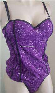 New Womens Ladies Intimates Purple Corset Bustier Sleepwear Pajamas 