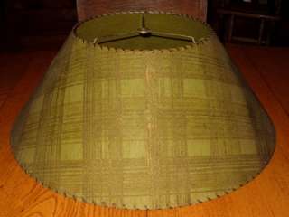 LARGE Vintage Avocado Green Plaid Fiberglass Floor or Table Lamp Shade 
