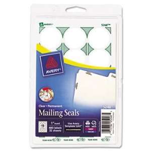 Avery 05248   Print or Write Mailing Seals, 1in dia., Clear, 480/Pack 