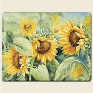 Sunflower Garden Flower Tempered Glass 15 inch large Cutting Board 