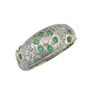    Chalil   size 7.00 14K Gold Emerald & Diamond Ring Jewelry