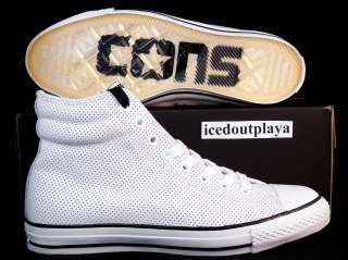 Converse CTS Hi White Perf Leather black cons undftd 9  