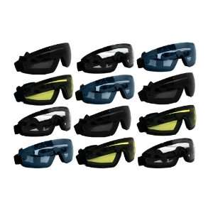  12 Skydive Sky Diving Goggles Clear Smoked Blue and Yellow 