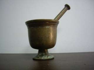 ANTIQUE 19th.c SOLID BRONZE APOTHECARY MORTAR & PESTLE  