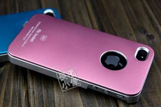 Deluxe Pink Metal Aluminum/Chrome Hard Back Case+Free Film For iPhone 