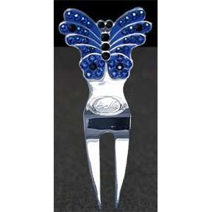  Bella Crystal Gator Clip Divot Repair Tools   Butterfly 